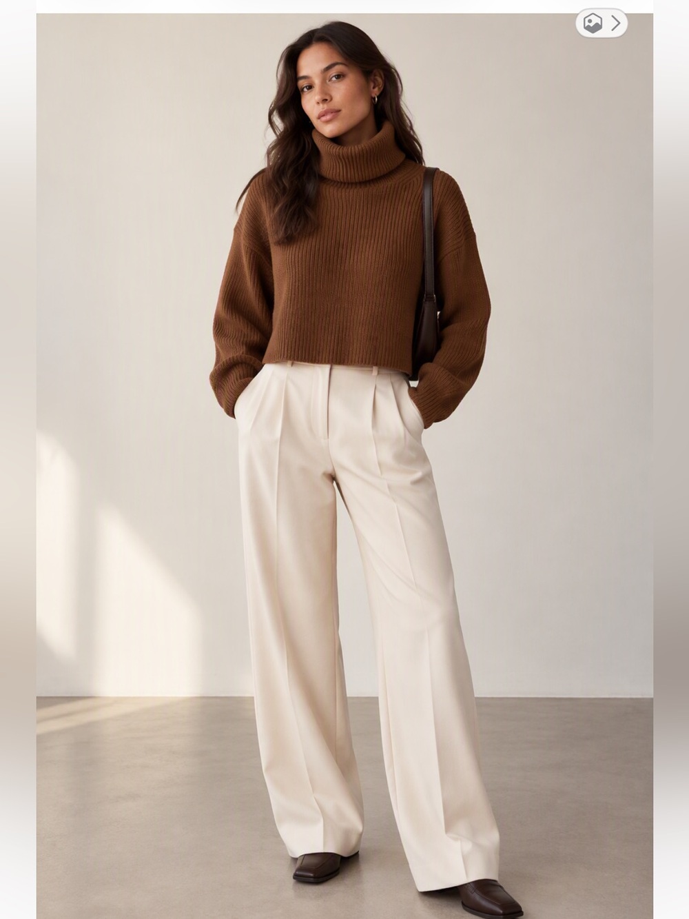 Wilfred Belize 100% Merino Wool Turtleneck Sweater Brown Extra Small